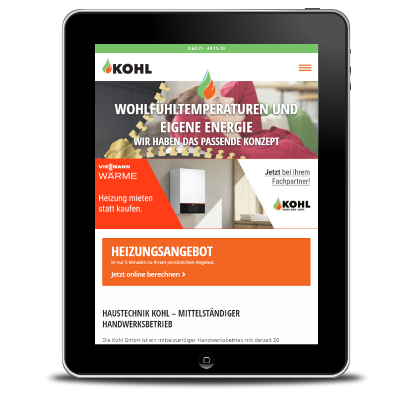 Webdesign Kohl GmbH Heizungsbau